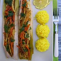 Dorsz w porowych papilotach z warzywami