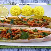 Dorsz w porowych papilotach z warzywami