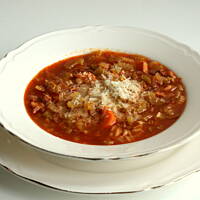 Zupa z selerem naciowym, boczkiem i parmezanem