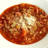 Zupa z selerem naciowym, boczkiem i parmezanem