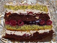 Fot. Anna Z, Tort kakaowo-makowy z masą kawową i z wiśniami