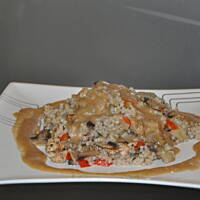 Zapiekanka z kaszą jęczmienną bez sera