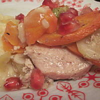 Granat z kurczakiem na warzywach