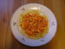 Fot. cold, Makaron z piersiami z kurczaka, w sosie śmietanowo serowo pomidorowym :)