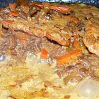 Schab w sosie kurkowym (kurkowo-cebulowym)