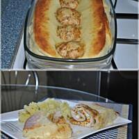 Kulki roladkowe  z omletem utopione w cieście naleśnikowym zapiekane w piekarniku