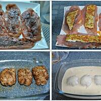 Kulki roladkowe  z omletem utopione w cieście naleśnikowym zapiekane w piekarniku