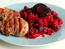 Fot. Barb82, Buraczkowe risotto z polędwiczkami w szynce prosciutto