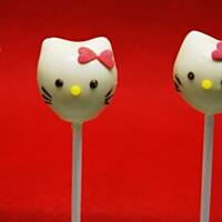 Różane cake pops Hello Kitty