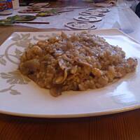 risotto z kurczakiem i pieczarkami.