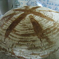 Chleb pszenno – żytni na zakwasie z koszyczka do rozrostu