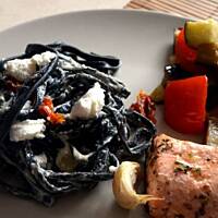 Linguine Nere z ricottą i serem Canzona