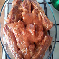 Żeberka z warzywami w miodowo musztardowym sosie :)