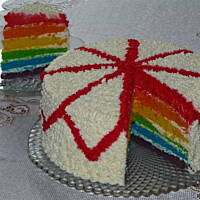 tort tęczowy z lekkim kremem