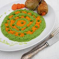 Maczugi drobiowe z pure z marchwi i groszku