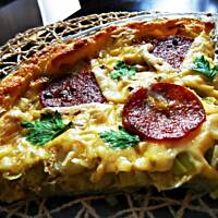 Tarta z porem i salami