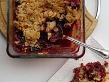 Fot. Babeczka_piecze, Korzenne crumble ze śliwkami i migdałami