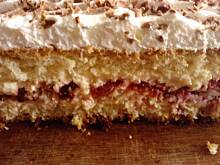 Fot. baryz1, Biszkopt z kremem budyniowym ,dżemem ,bezą kokosową .