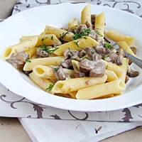 penne z leśnymi grzybami...
