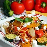 Jesienne spaghetti z grillowanymi warzywami