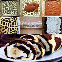 rolada żyrafa... z bitą śmietaną i bananami...