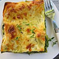 Lasagne ze szpinakiem i boczkiem