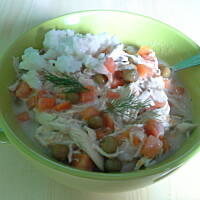 pierś z marchewką i groszkiem