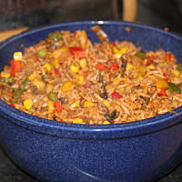 zapiekanka z ryżem i mięsem mielony