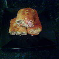 krokiety pieczarki,parówki,ser