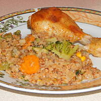 Pieczone udka z kaszą gryczaną