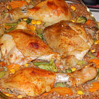 Pieczone udka z kaszą gryczaną