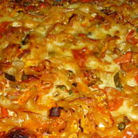 Zapiekanka z tagliatelle, warzywami i szynka