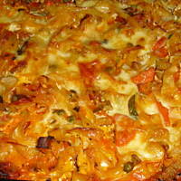 Zapiekanka z tagliatelle, warzywami i szynka