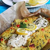 Dorsz z kuskusem i warzywami