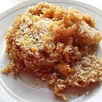 Zapiekany ryż z jabłkami z kompotu