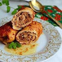 Roladki schabowe z mięsem mielonym
