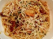 Fot. ekkore, Makaron z krewetkami, karczochami i pieczarkami