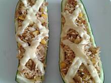 Fot. dominikia, Cukinia zapiekana z mięsem mielonym, ryżem i kukurydzą