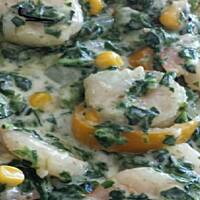 Krewetki w sosie kremowo- szpinakowym