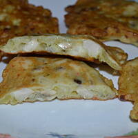 Placki z kurczakiem i pieczarkami