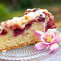 Ciasto drożdżowe z truskawkami, kruszonką i lukrem - bez wyrabiania