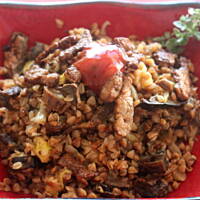 Polędwica na grzybowej kaszy