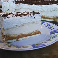 Ciasto z kremem budyniowym, bitą śmietaną i tofii 