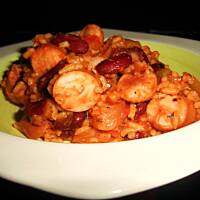 Potrawka z ryżu i parówek